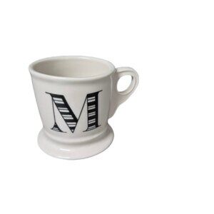 Anthropologie Monogram "M" Cream and Black Initial Coffee Mug